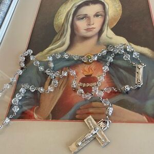 Antique Rosary ~ Sterling and Crystal ~ Blessed